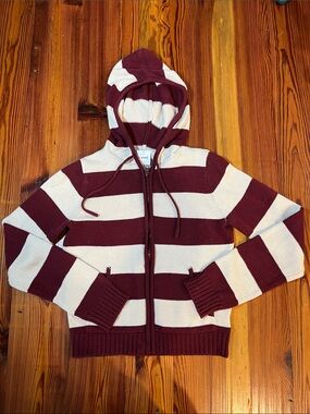 Women’s Pink Rose Full-Zip Hooded Sweater, Size Small